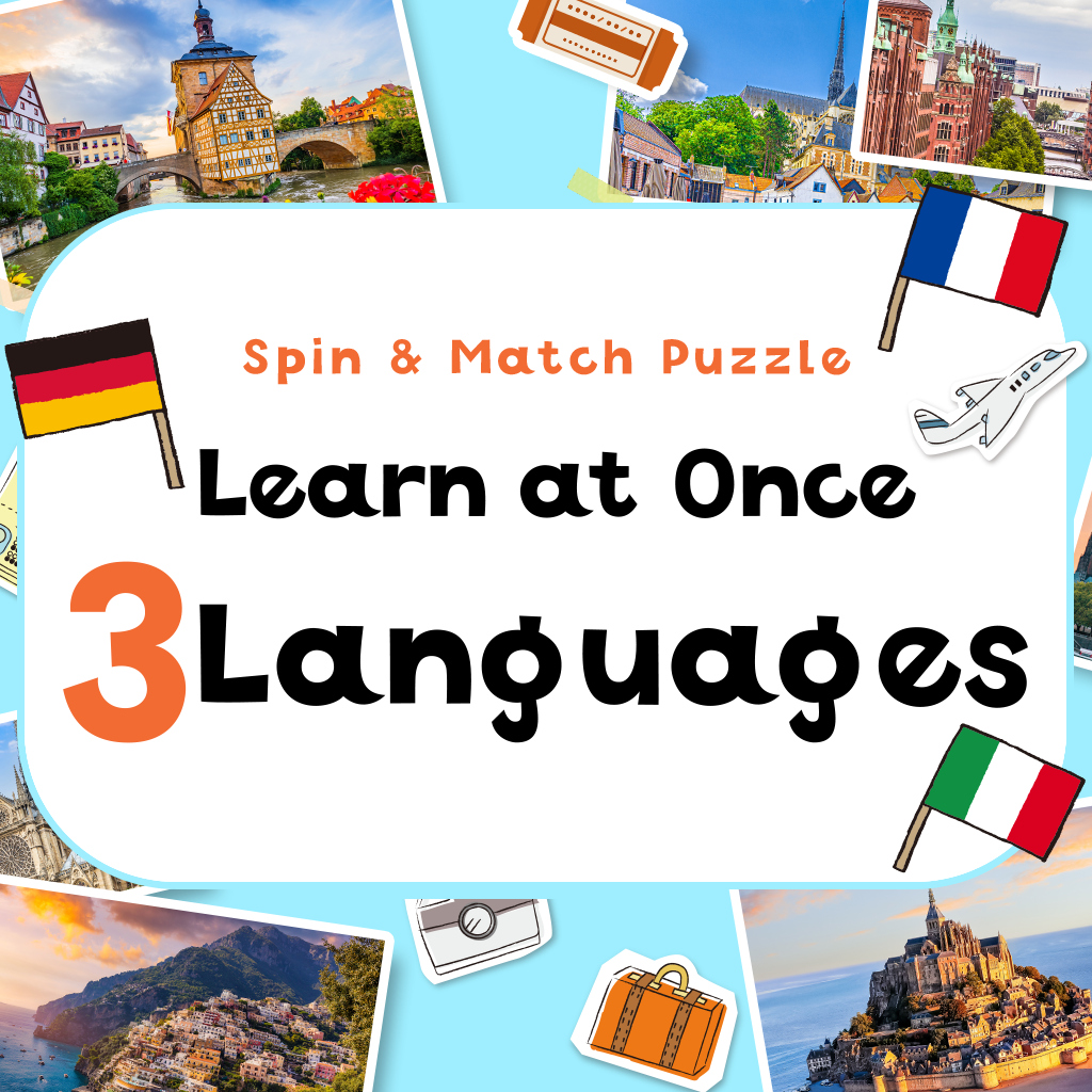 Spin & Match Puzzle Learn at Once 3 Languages